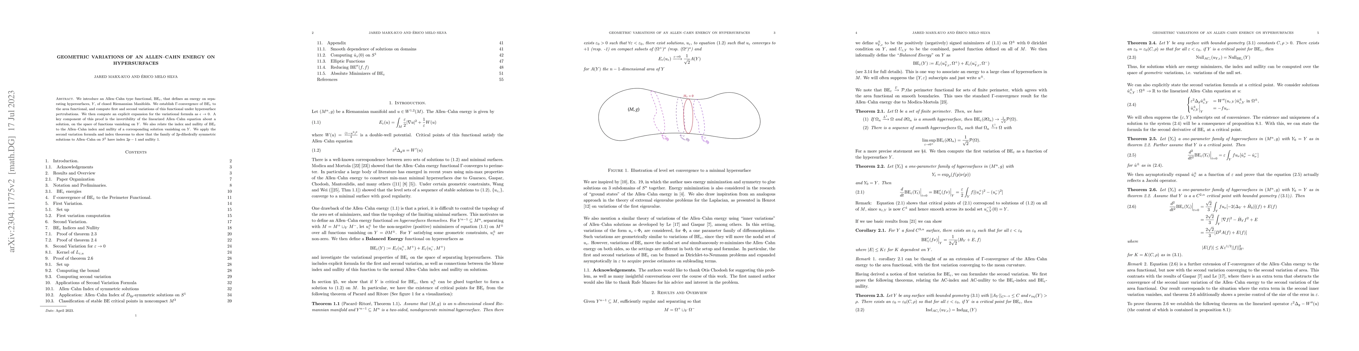 Thumbnail for Geometric Variations of an Allen-Cahn Energy on Hypersurfaces