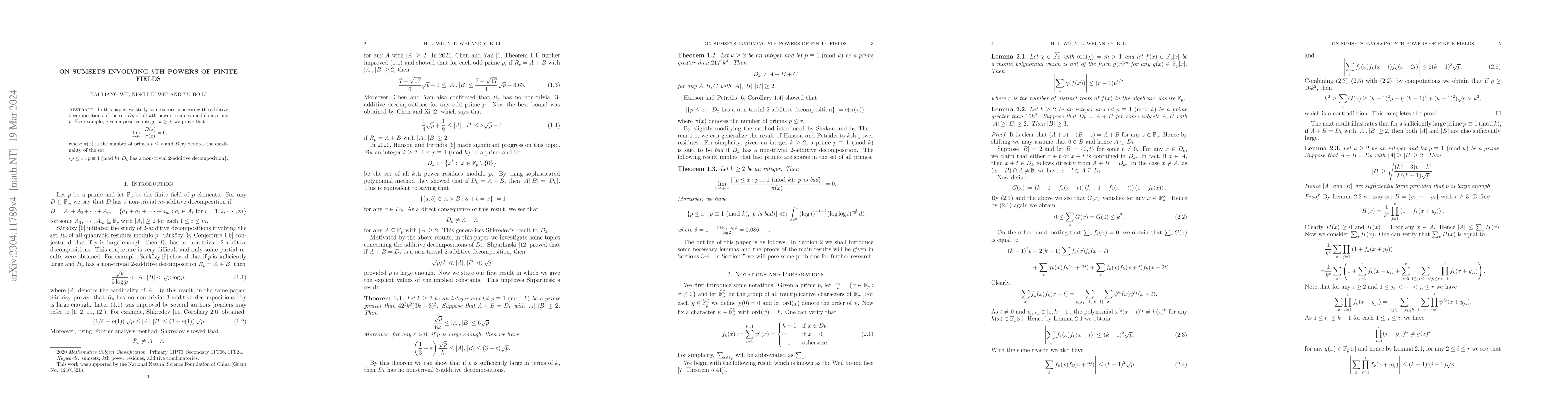 Thumbnail for On sumsets involving $k$th powers of finite fields