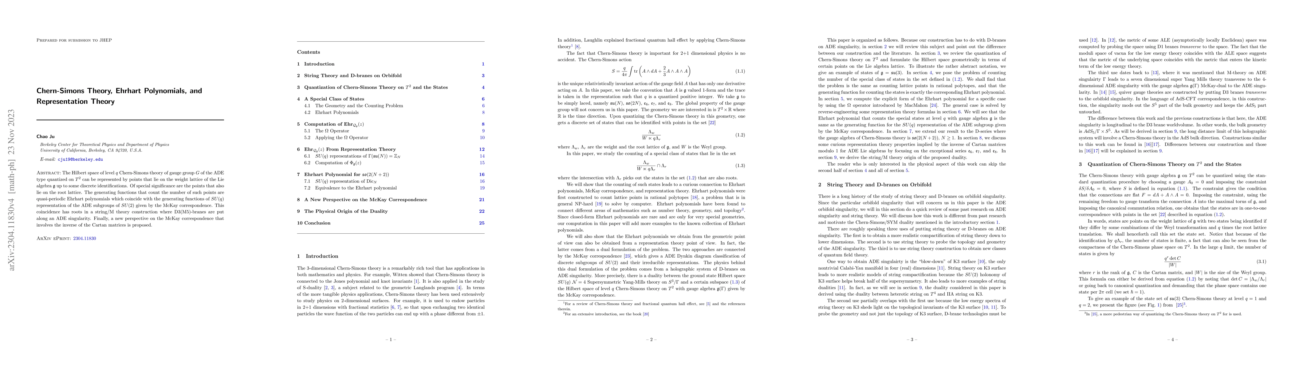 Thumbnail for Chern-Simons Theory, Ehrhart Polynomials, and Representation Theory