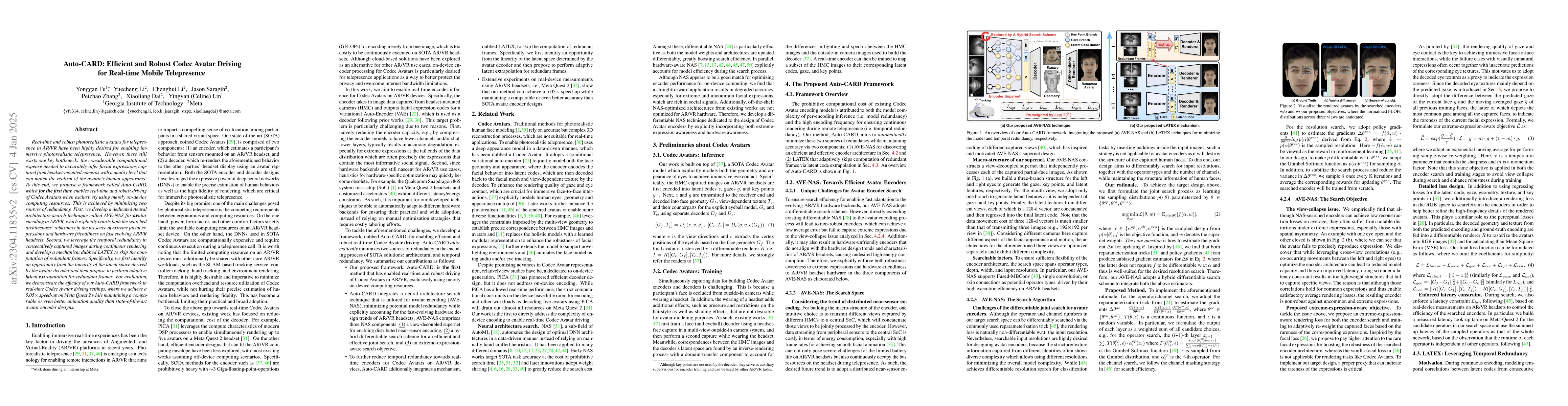 Thumbnail for Auto-CARD: Efficient and Robust Codec Avatar Driving for Real-time
  Mobile Telepresence