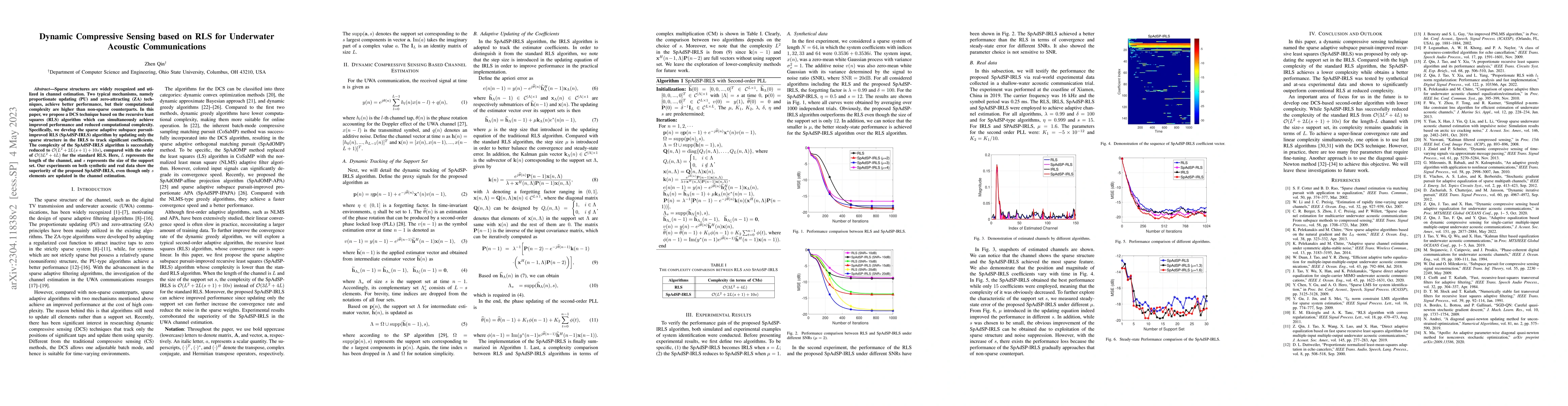 Thumbnail for Dynamic Compressive Sensing based on RLS for Underwater Acoustic
  Communications