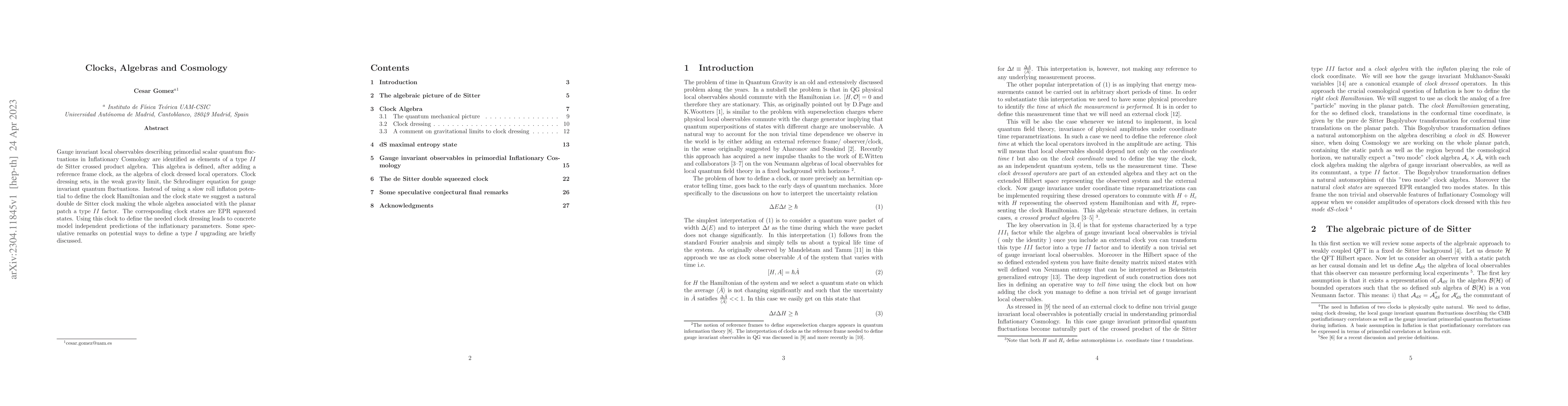 Thumbnail for Clocks, Algebras and Cosmology