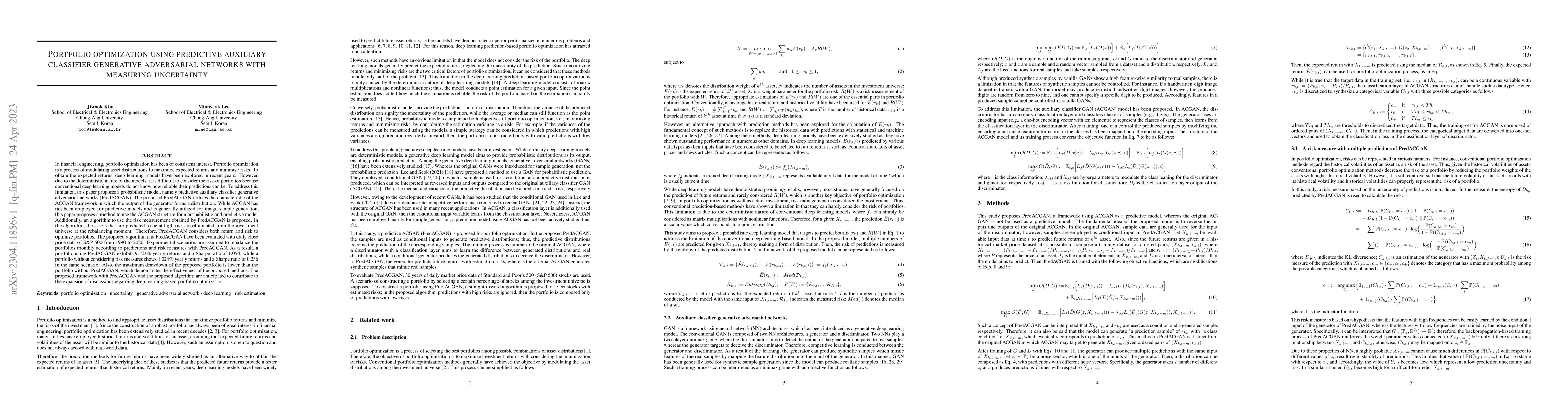 Thumbnail for Portfolio Optimization using Predictive Auxiliary Classifier Generative
  Adversarial Networks with Measuring Uncertainty