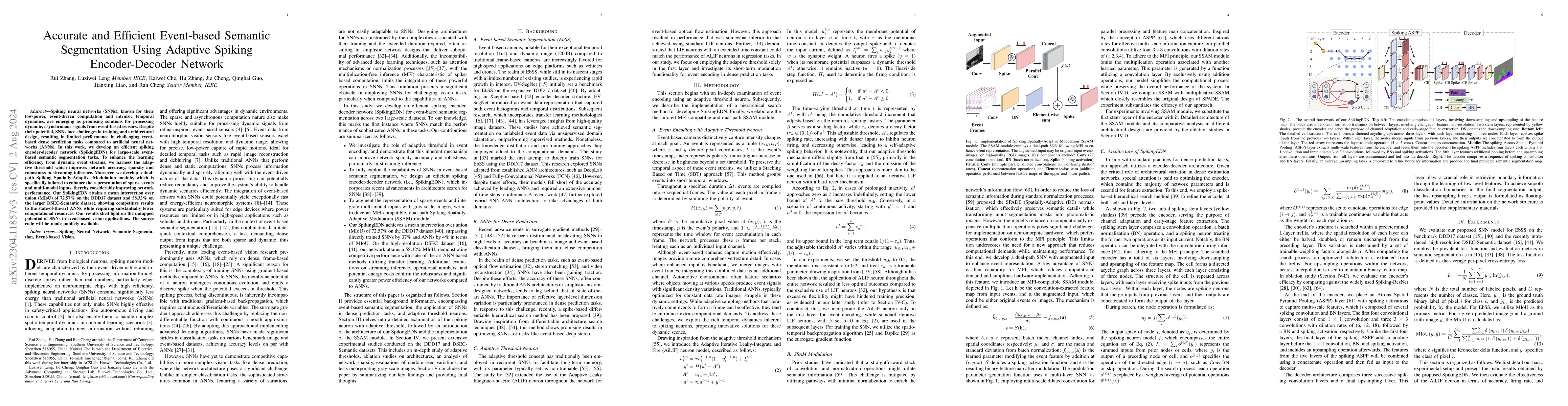 Thumbnail for Accurate and Efficient Event-based Semantic Segmentation Using Adaptive
  Spiking Encoder-Decoder Network