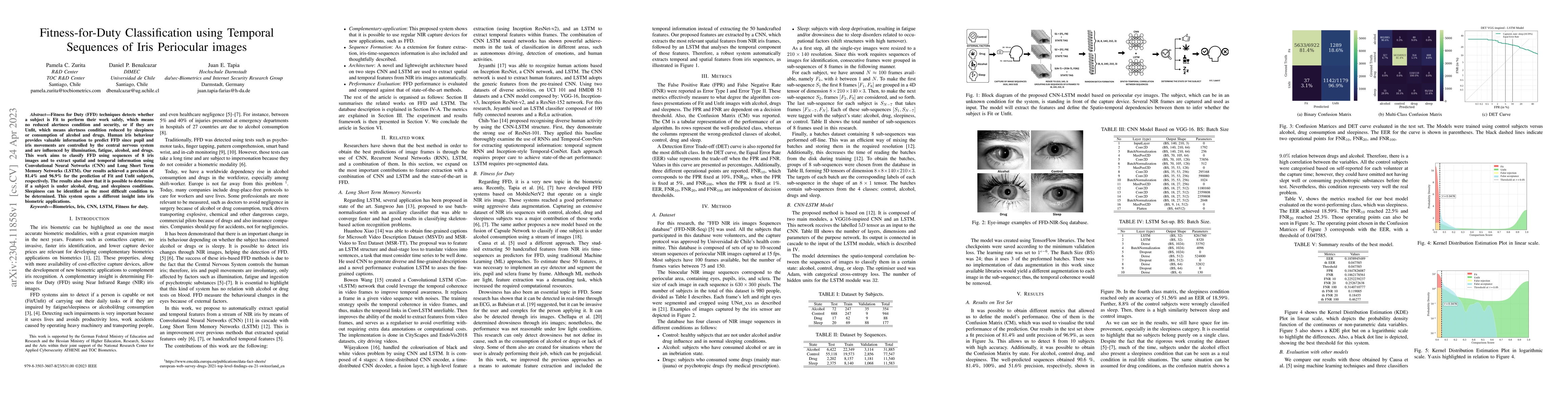 Thumbnail for Fitness-for-Duty Classification using Temporal Sequences of Iris
  Periocular images