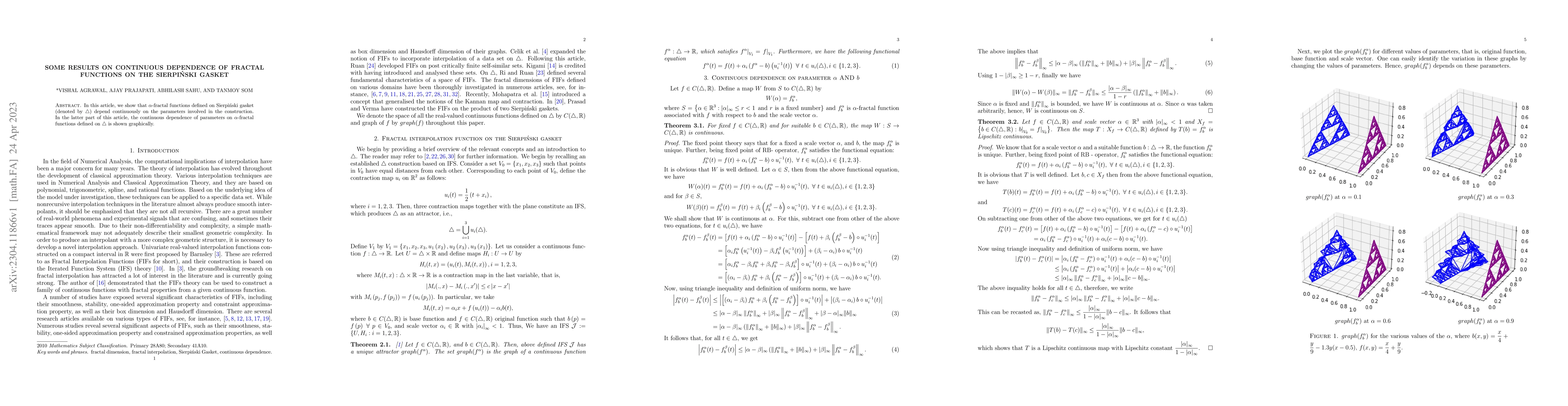 Thumbnail for Some results on Continuous dependence of fractal functions on the
  Sierpi\'nski gasket