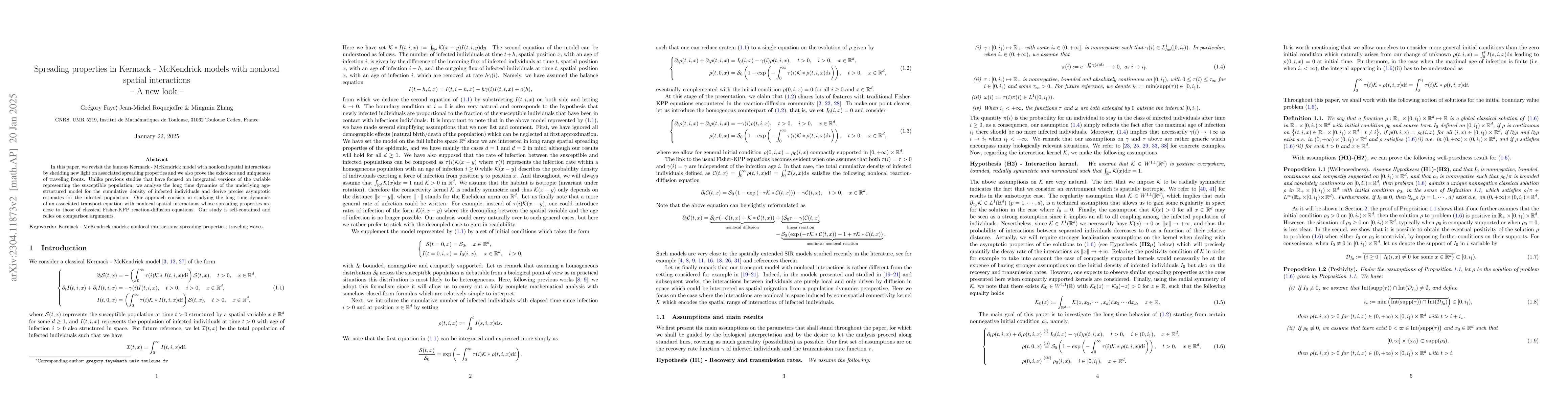 Thumbnail for Spreading properties in Kermack-McKendrick models with nonlocal spatial
  interactions -- A new look