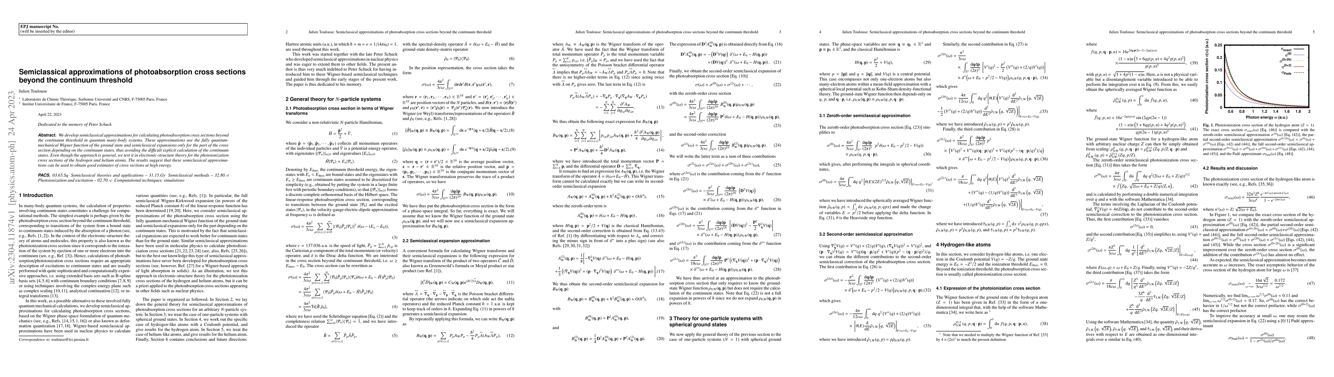 Thumbnail for Semiclassical approximations of photoabsorption cross sections beyond
  the continuum threshold