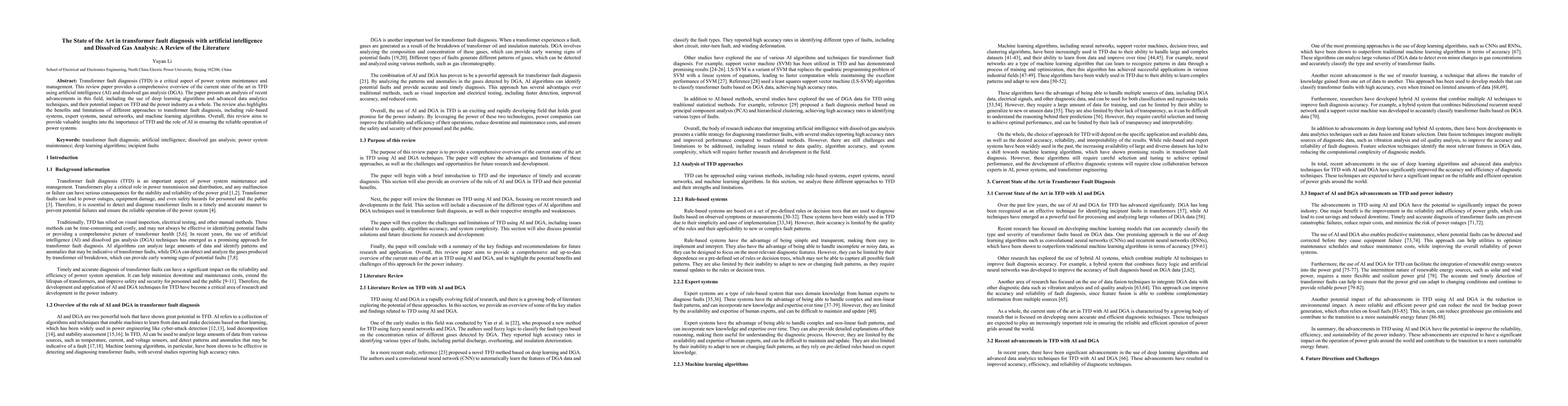 Thumbnail for The State of the Art in transformer fault diagnosis with artificial
  intelligence and Dissolved Gas Analysis: A Review of the Literature