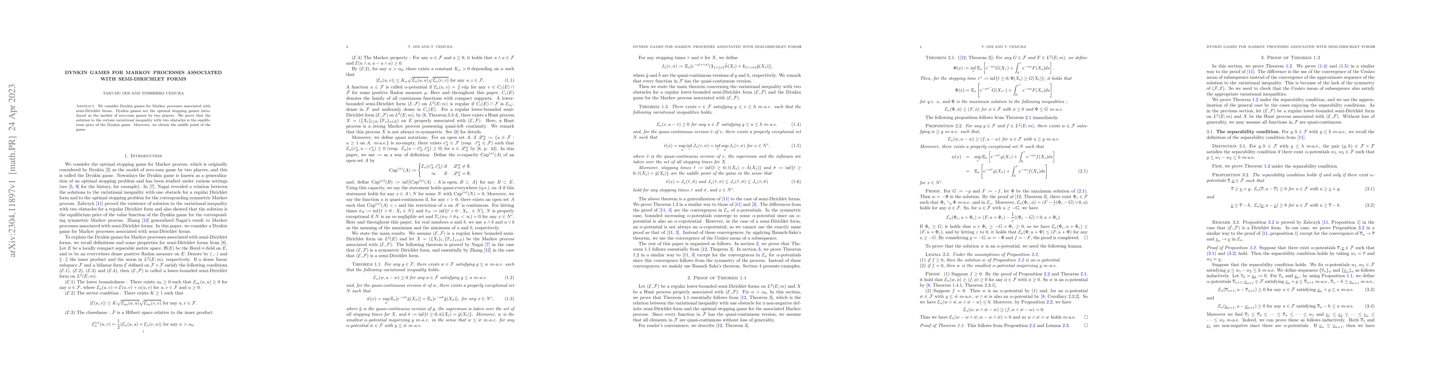 Thumbnail for Dynkin games for Markov processes associated with semi-Dirichlet forms