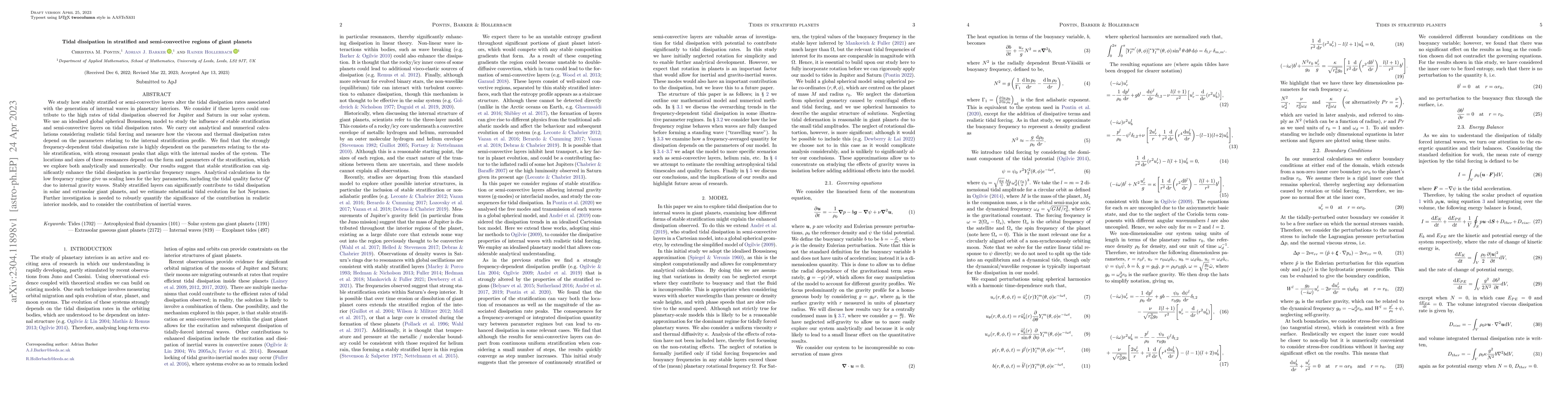Thumbnail for Tidal dissipation in stratified and semi-convective regions of giant
  planets