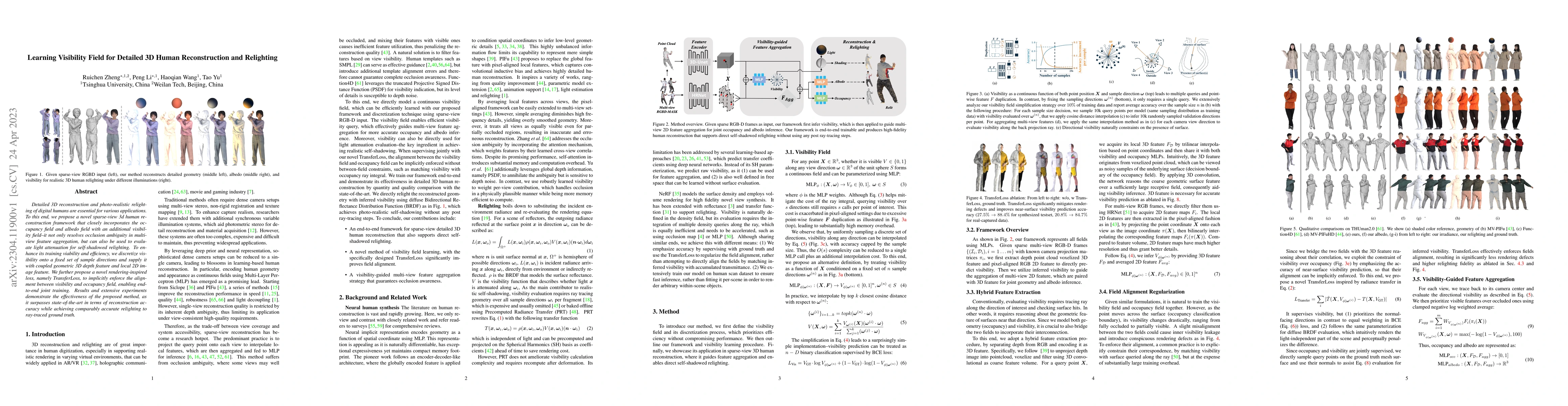 Thumbnail for Learning Visibility Field for Detailed 3D Human Reconstruction and
  Relighting
