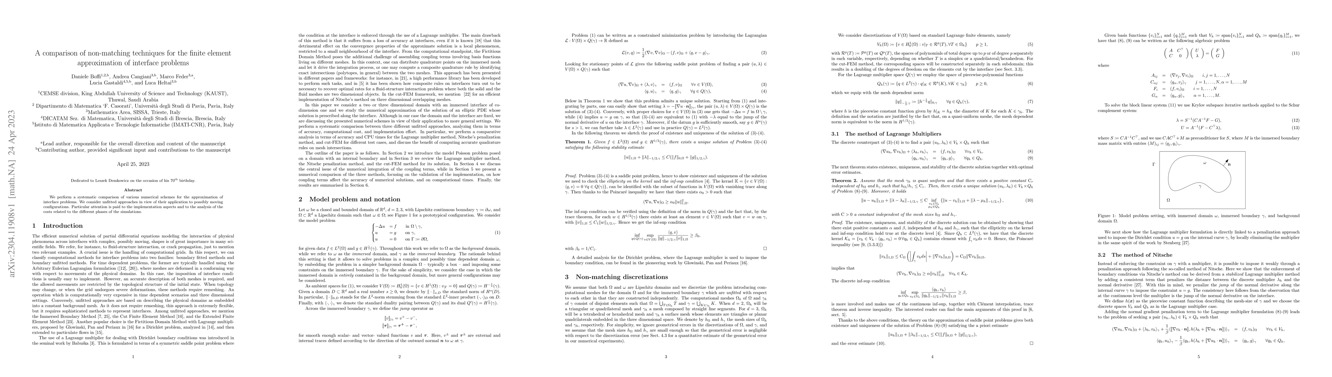 Thumbnail for A comparison of non-matching techniques for the finite element
  approximation of interface problems