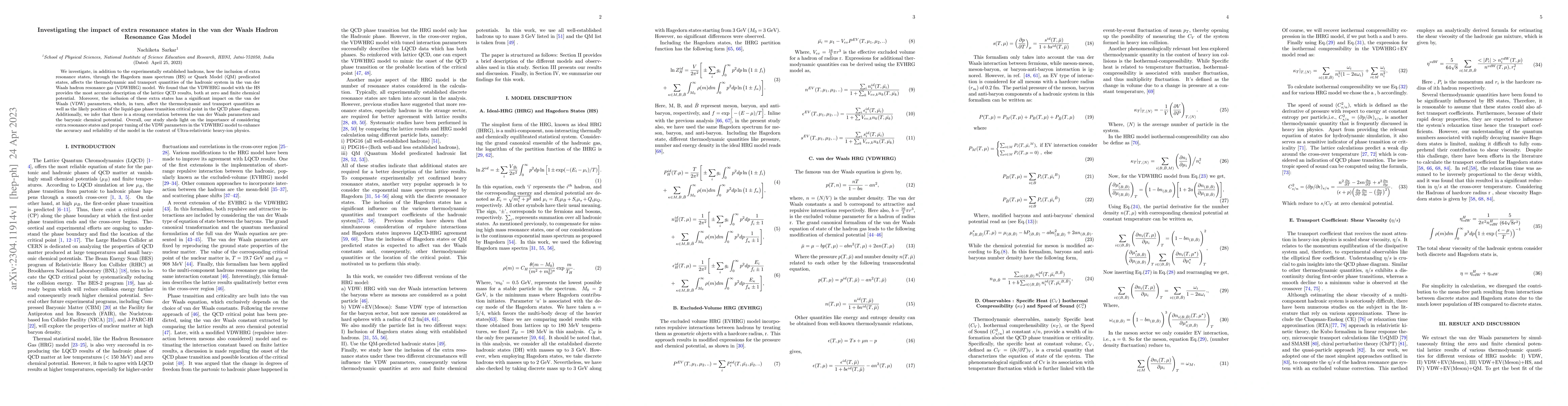 Thumbnail for Investigating the impact of extra resonance states in the van der Waals
  Hadron Resonance Gas Model