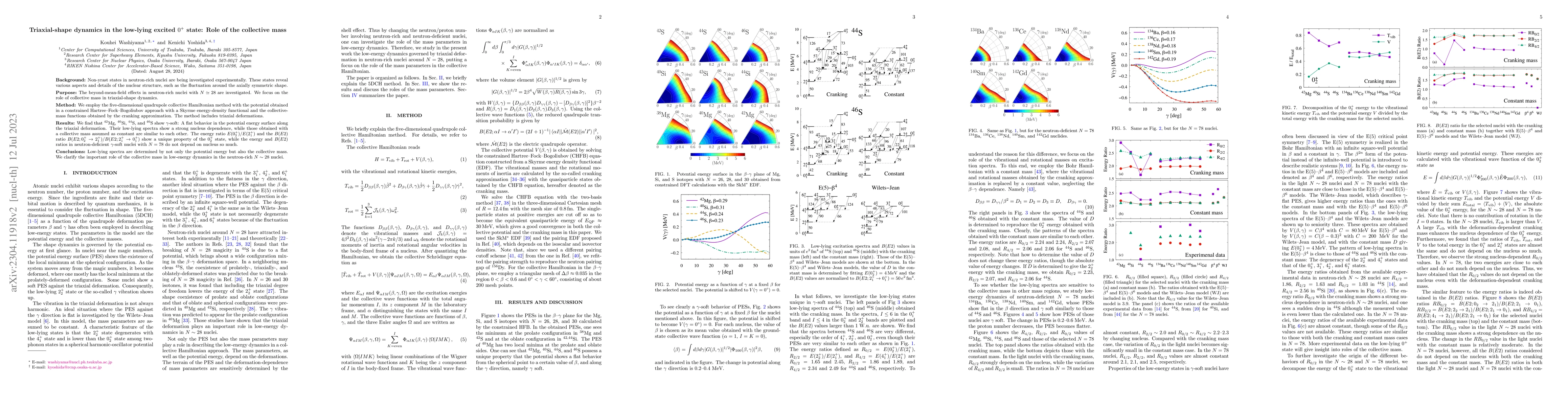 Thumbnail for Triaxial-shape dynamics in the low-lying excited $0^+$ state: Role of
  the collective mass
