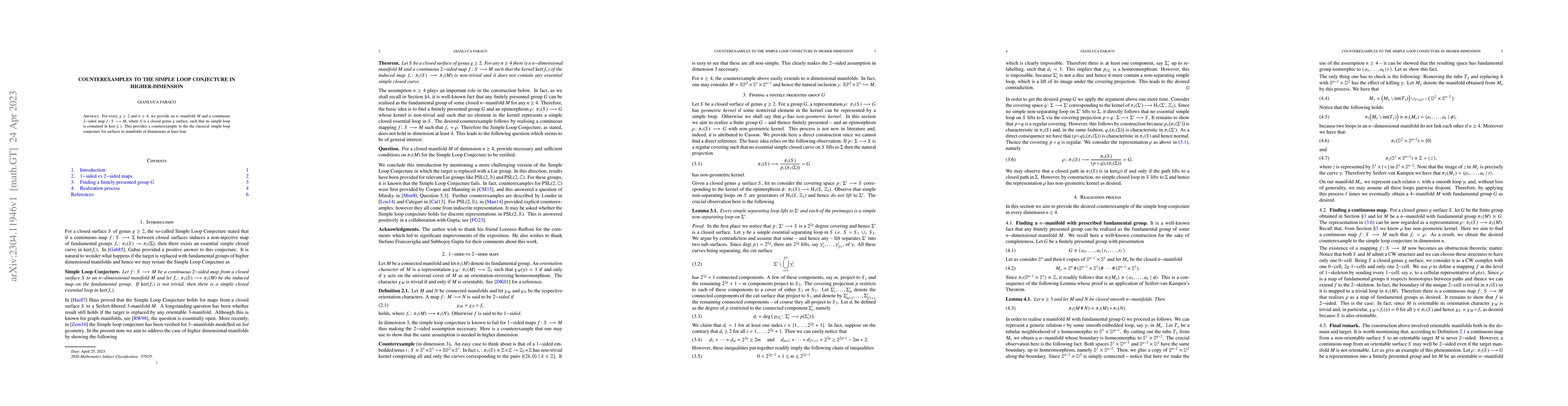 Thumbnail for Counterexamples to the simple loop conjecture in higher-dimension