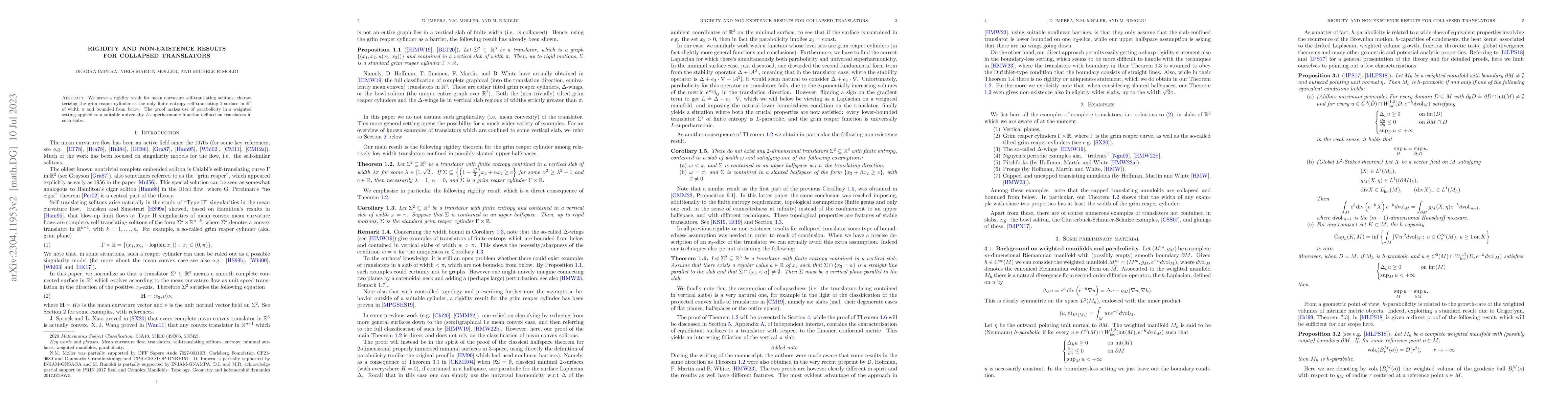 Thumbnail for Rigidity and non-existence results for collapsed translators