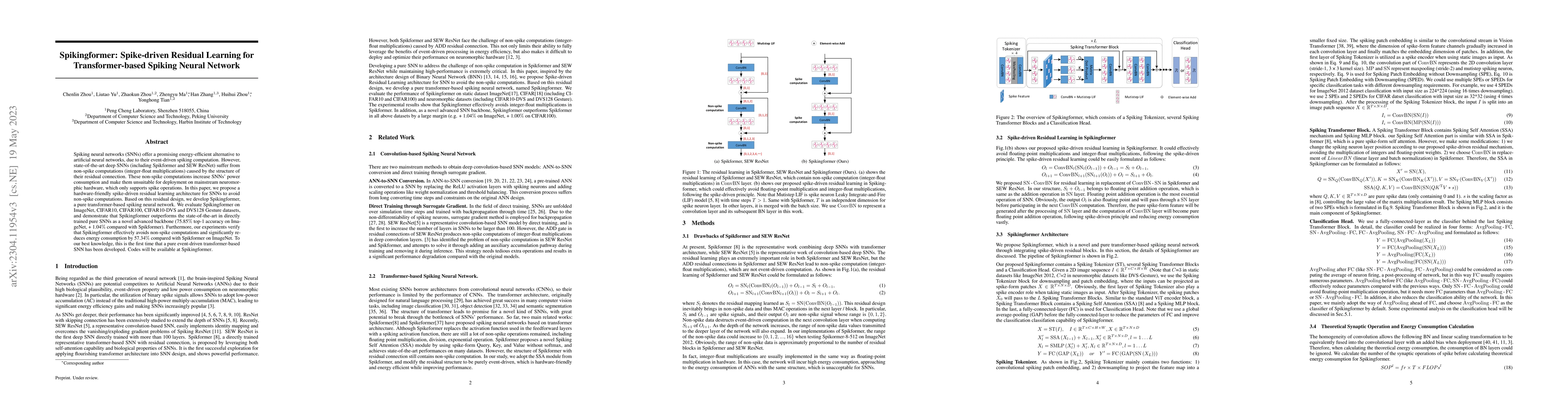 Thumbnail for Spikingformer: Spike-driven Residual Learning for Transformer-based
  Spiking Neural Network