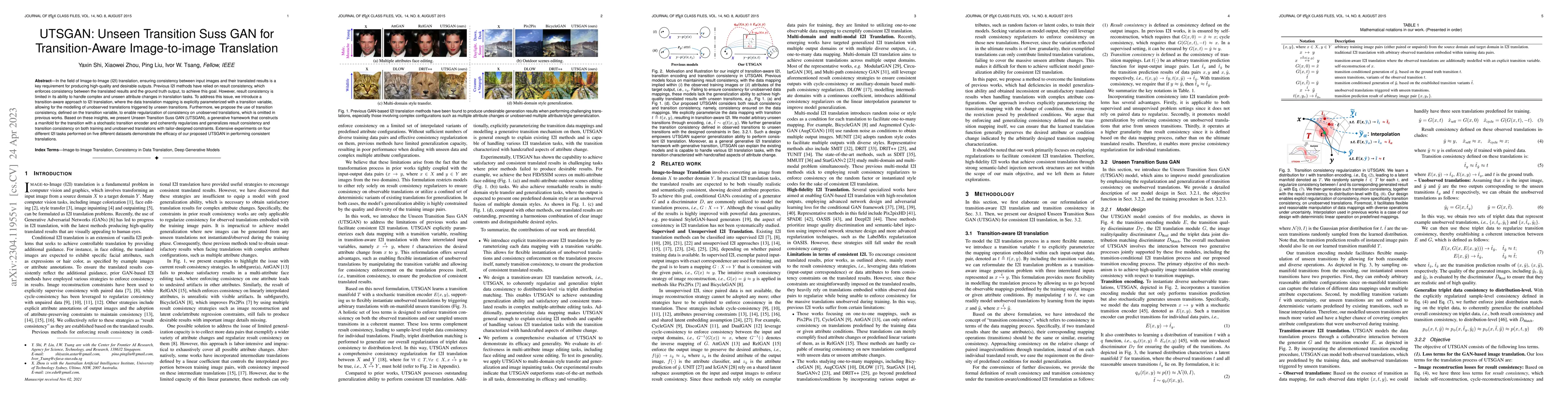 Thumbnail for UTSGAN: Unseen Transition Suss GAN for Transition-Aware Image-to-image
  Translation