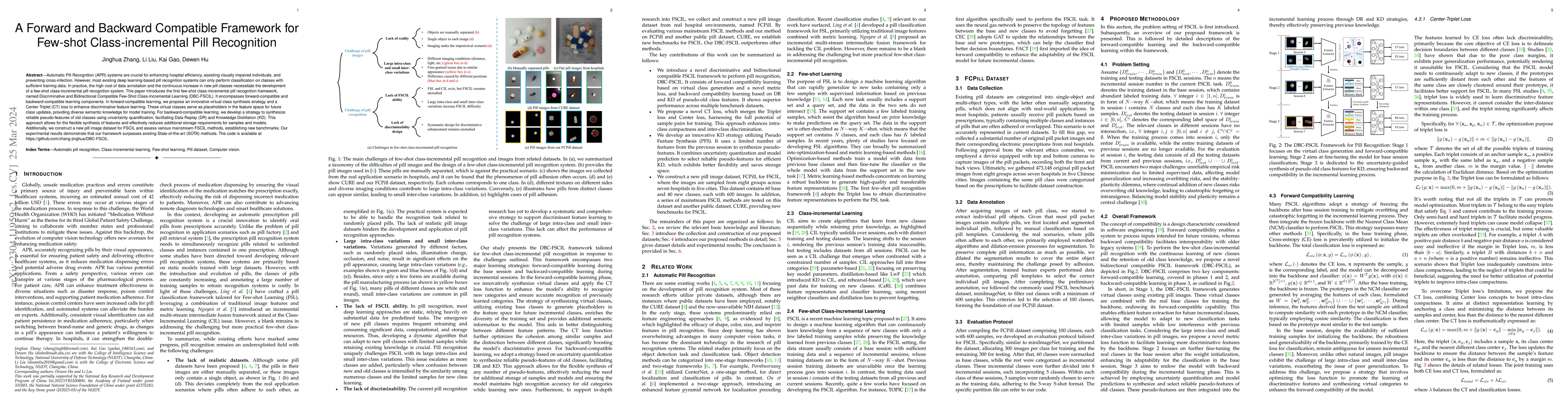 Thumbnail for A Forward and Backward Compatible Framework for Few-shot
  Class-incremental Pill Recognition