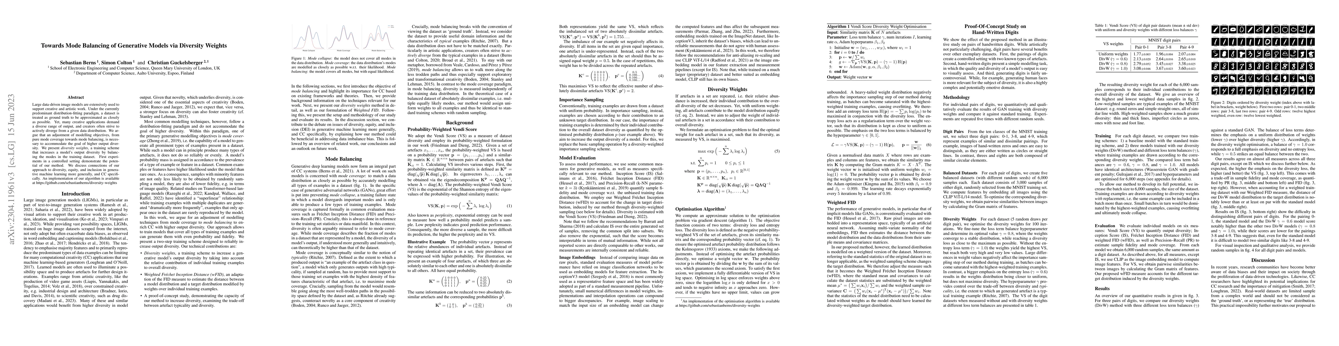 Thumbnail for Towards Mode Balancing of Generative Models via Diversity Weights