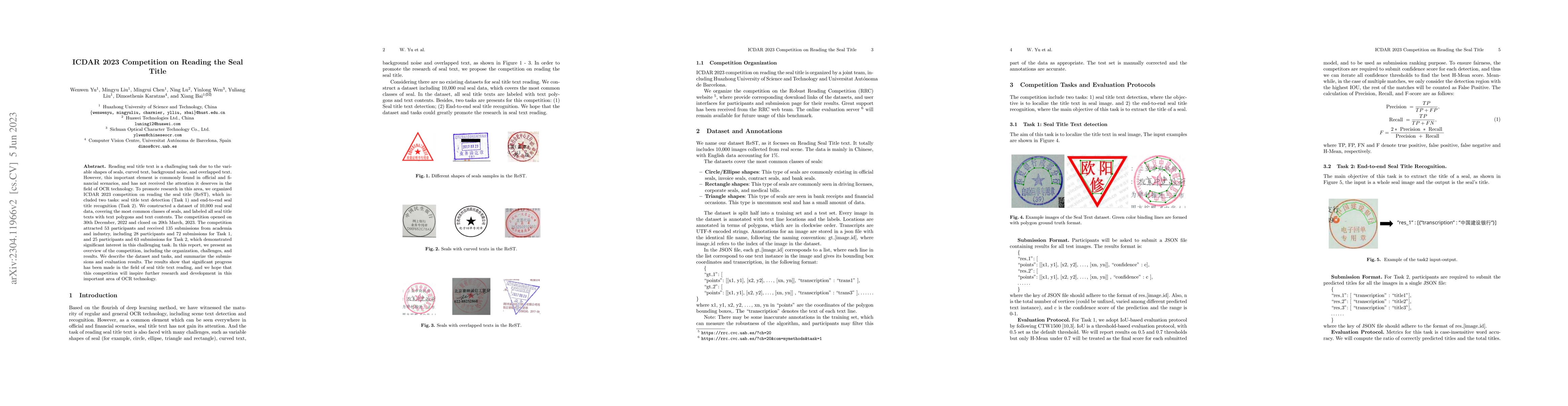 Thumbnail for ICDAR 2023 Competition on Reading the Seal Title
