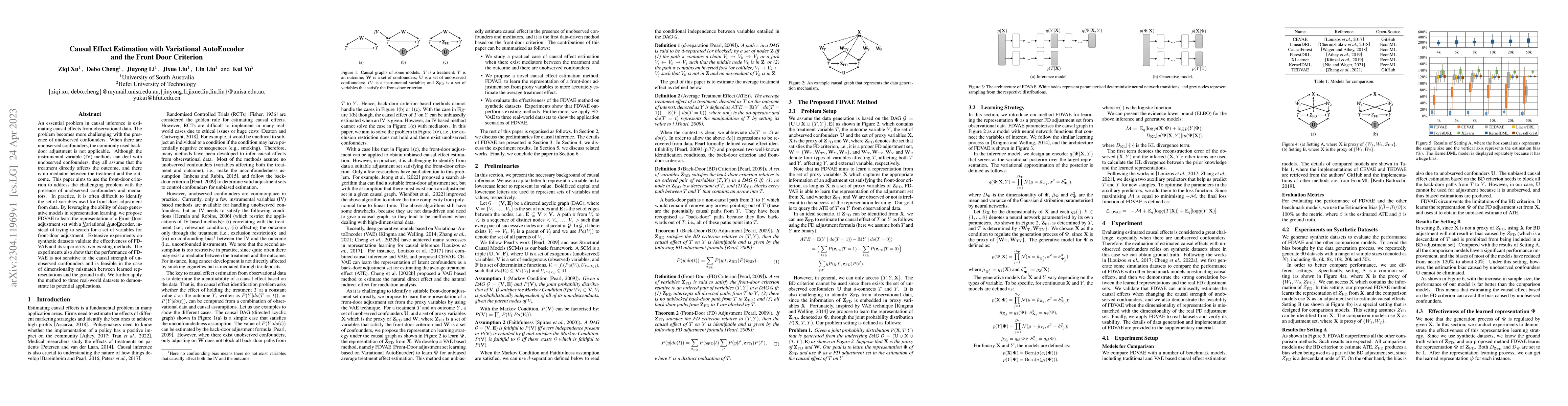 Thumbnail for Causal Effect Estimation with Variational AutoEncoder and the Front Door
  Criterion