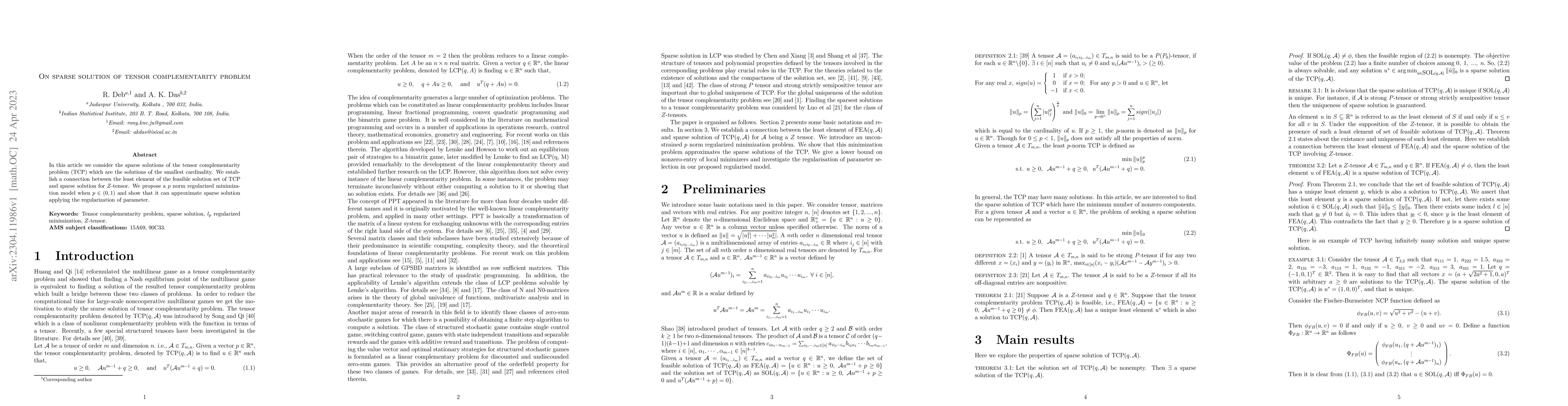 Thumbnail for On sparse solution of tensor complementarity problem