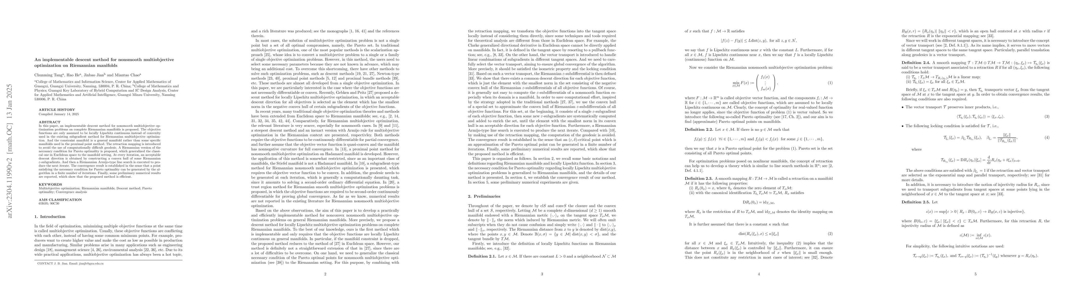 Thumbnail for A descent method for nonsmooth multiobjective optimization problems on
  Riemannian manifolds