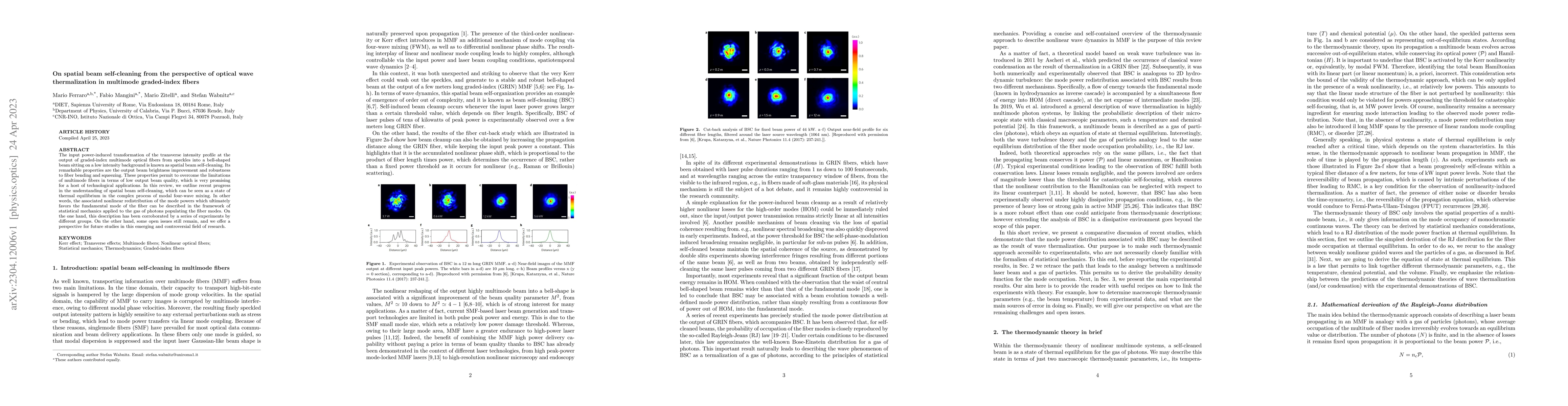 Thumbnail for On spatial beam self-cleaning from the perspective of optical wave
  thermalization in multimode graded-index fibers