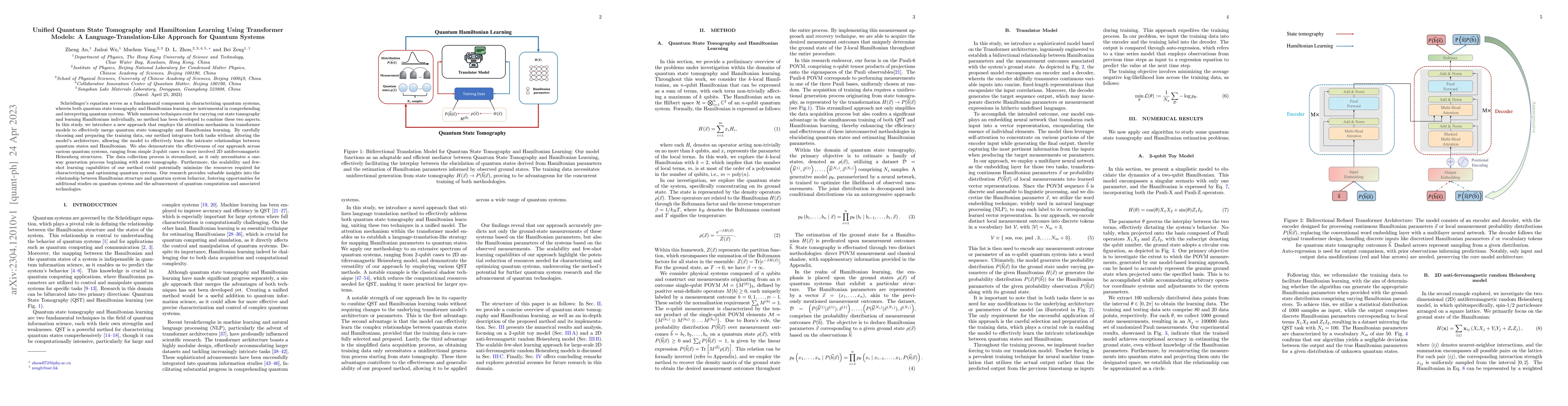 Thumbnail for Unified Quantum State Tomography and Hamiltonian Learning Using
  Transformer Models: A Language-Translation-Like Approach for Quantum Systems