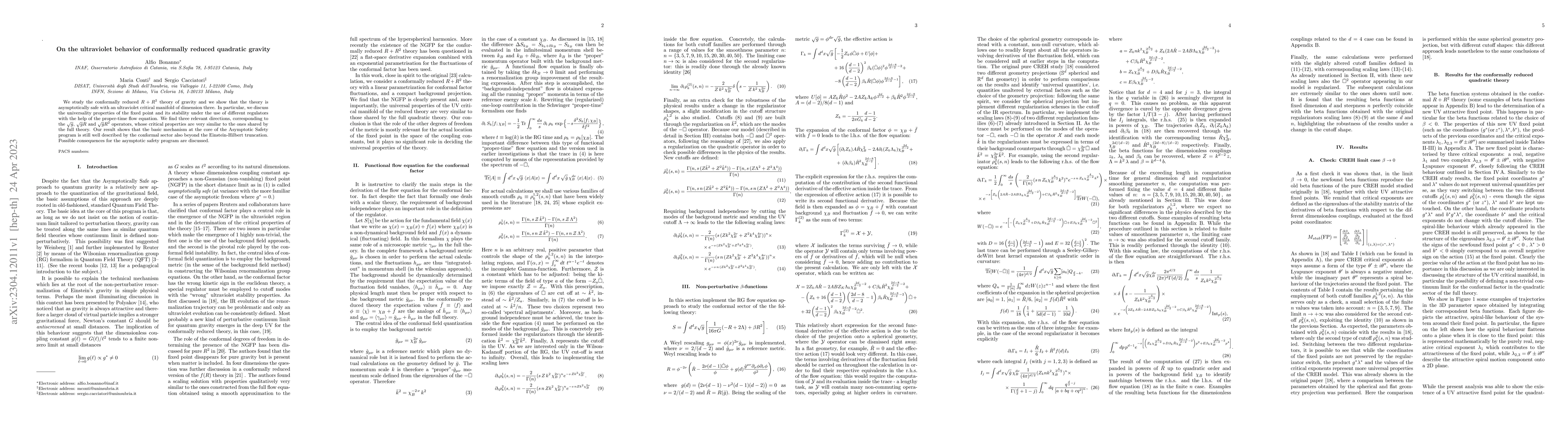 Thumbnail for On the ultraviolet behavior of conformally reduced quadratic gravity