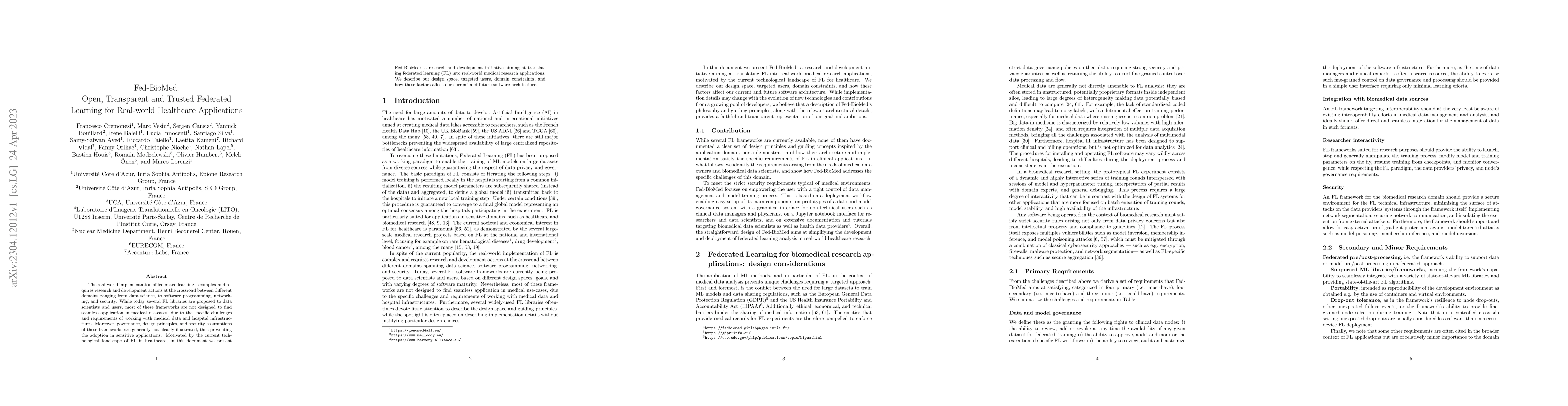 Thumbnail for Fed-BioMed: Open, Transparent and Trusted Federated Learning for
  Real-world Healthcare Applications