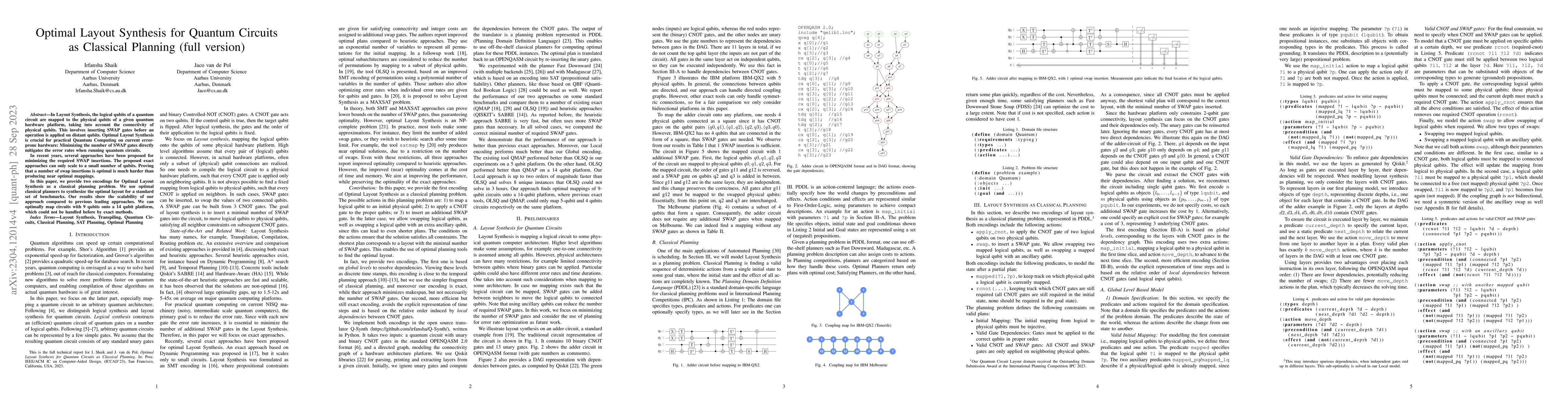 Thumbnail for Optimal Layout Synthesis for Quantum Circuits as Classical Planning
  (full version)