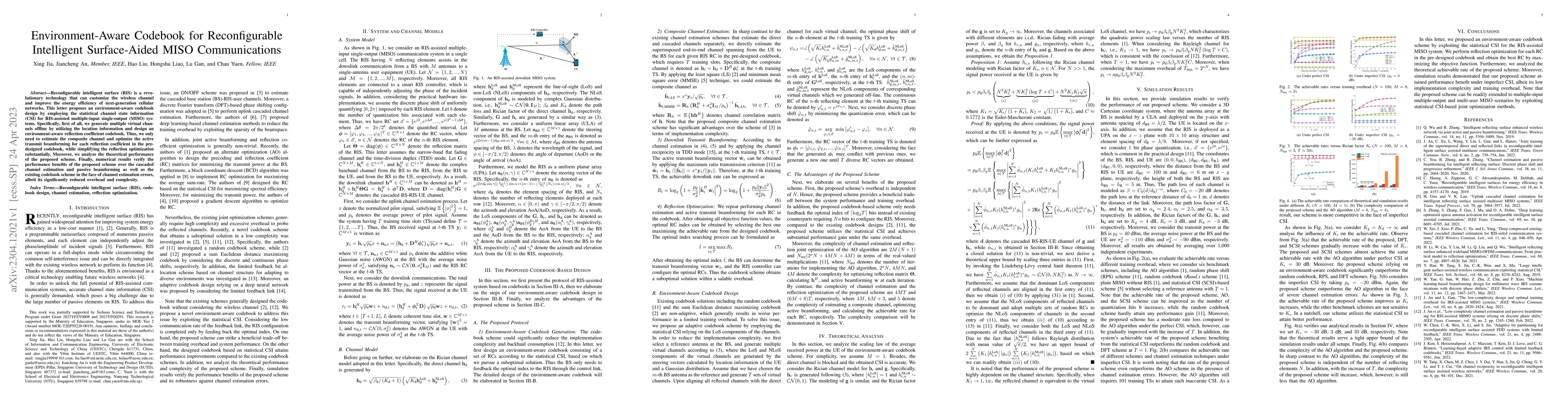 Thumbnail for Environment-Aware Codebook for Reconfigurable Intelligent Surface-Aided
  MISO Communications