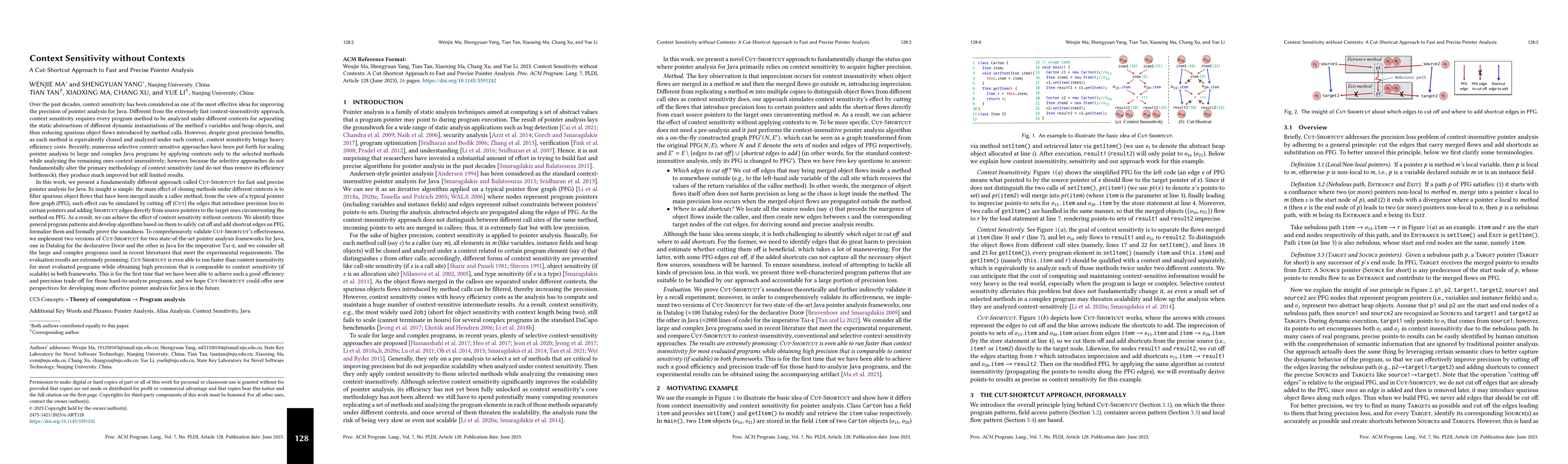 Thumbnail for Context Sensitivity without Contexts: A Cut-Shortcut Approach to Fast
  and Precise Pointer Analysis