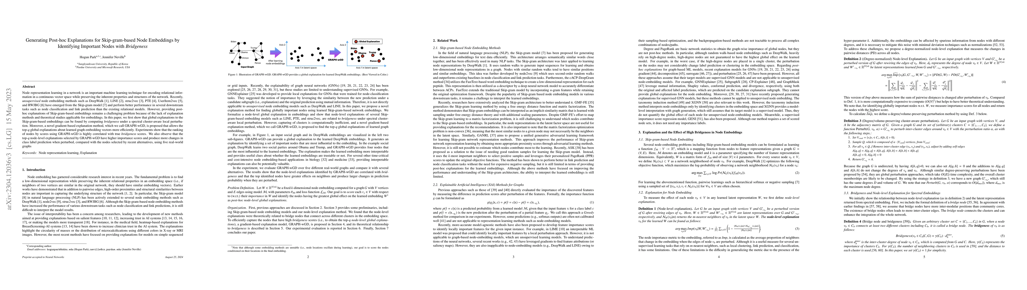 Thumbnail for Generating Post-hoc Explanations for Skip-gram-based Node Embeddings by
  Identifying Important Nodes with Bridgeness