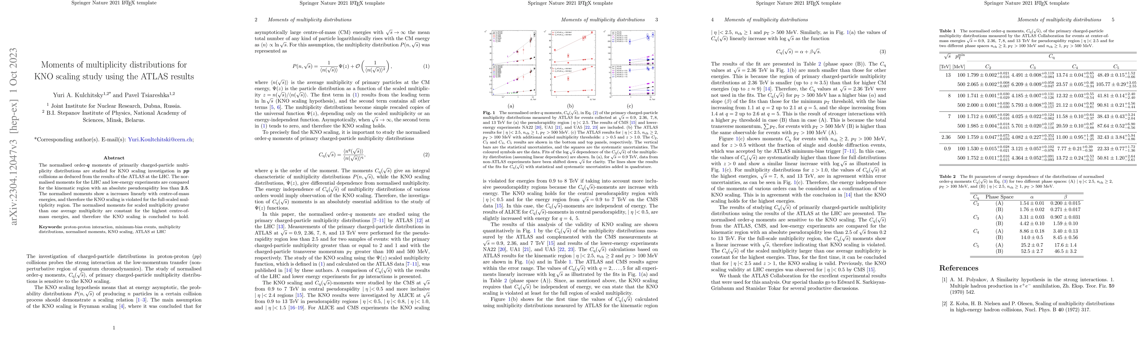 Thumbnail for Moments of multiplicity distributions for KNO scaling study using the
  ATLAS results