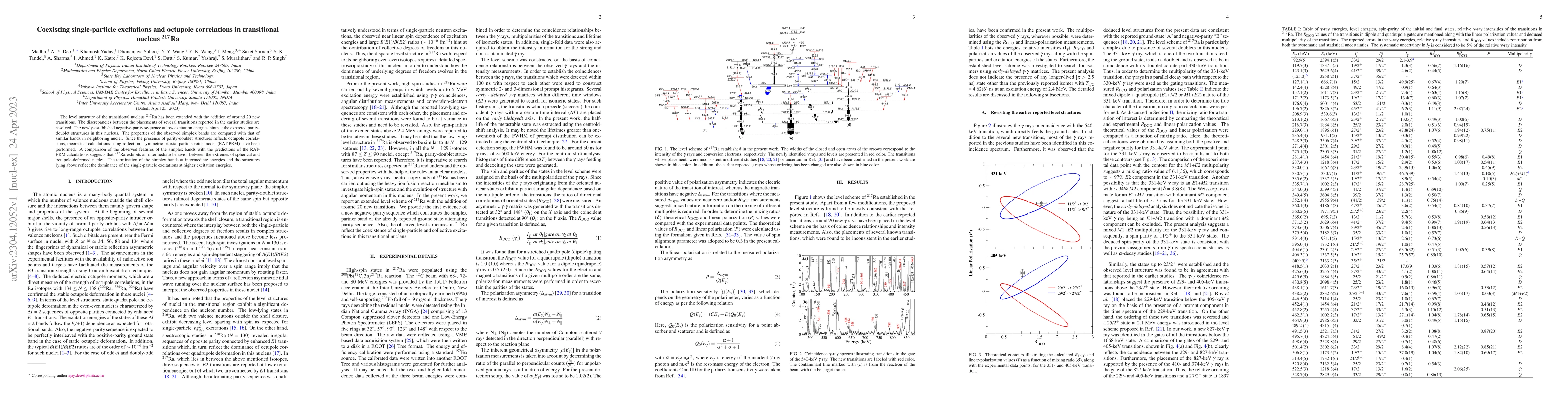 Thumbnail for Coexisting single-particle excitations and octupole correlations in
  transitional nucleus $\mathbf{^{217}Ra}$