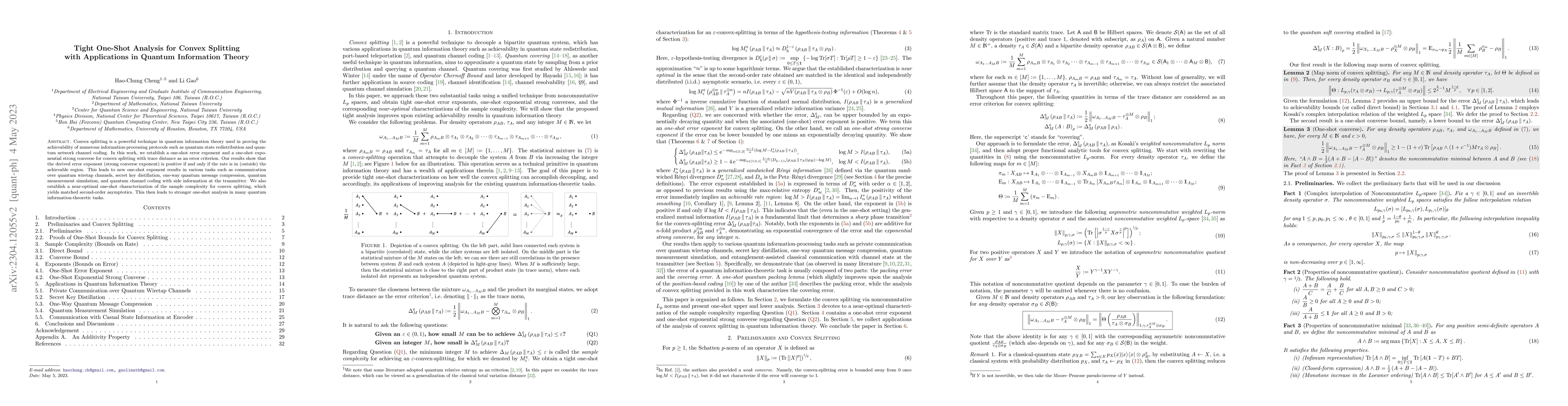 Thumbnail for Tight One-Shot Analysis for Convex Splitting with Applications in
  Quantum Information Theory