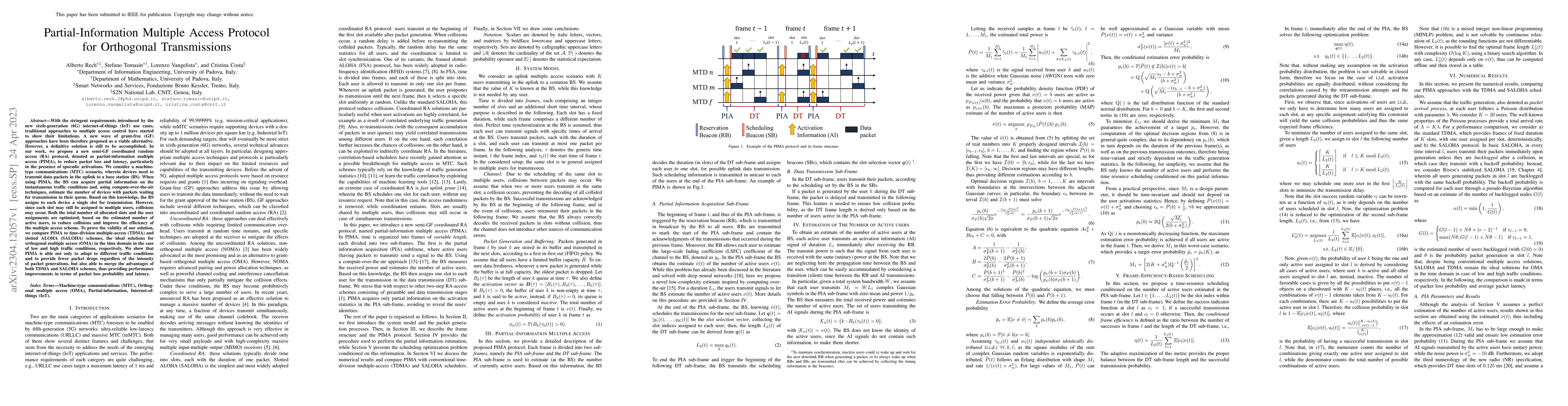 Thumbnail for Partial-Information Multiple Access Protocol for Orthogonal
  Transmissions