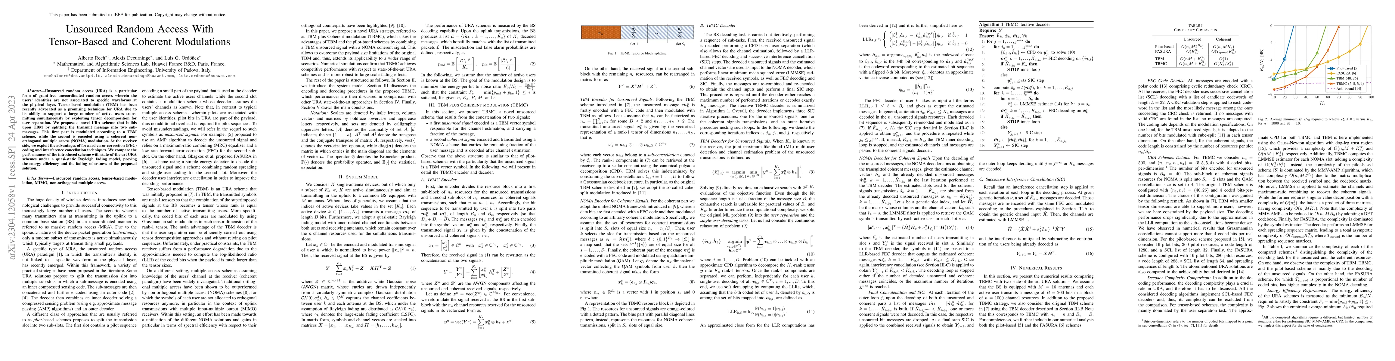 Thumbnail for Unsourced Random Access With Tensor-Based and Coherent Modulations