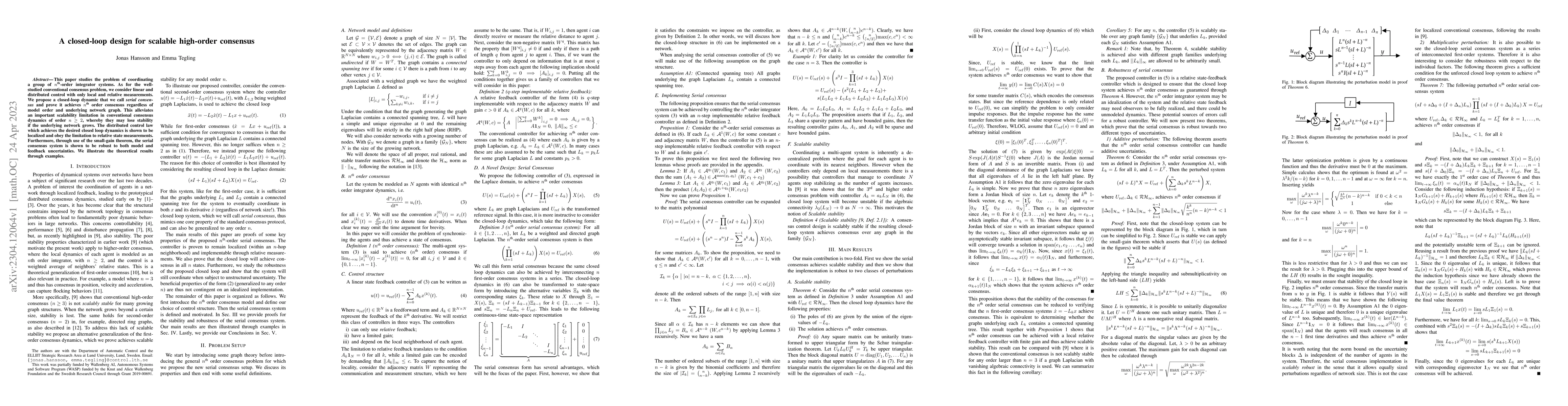 Thumbnail for A closed-loop design for scalable high-order consensus