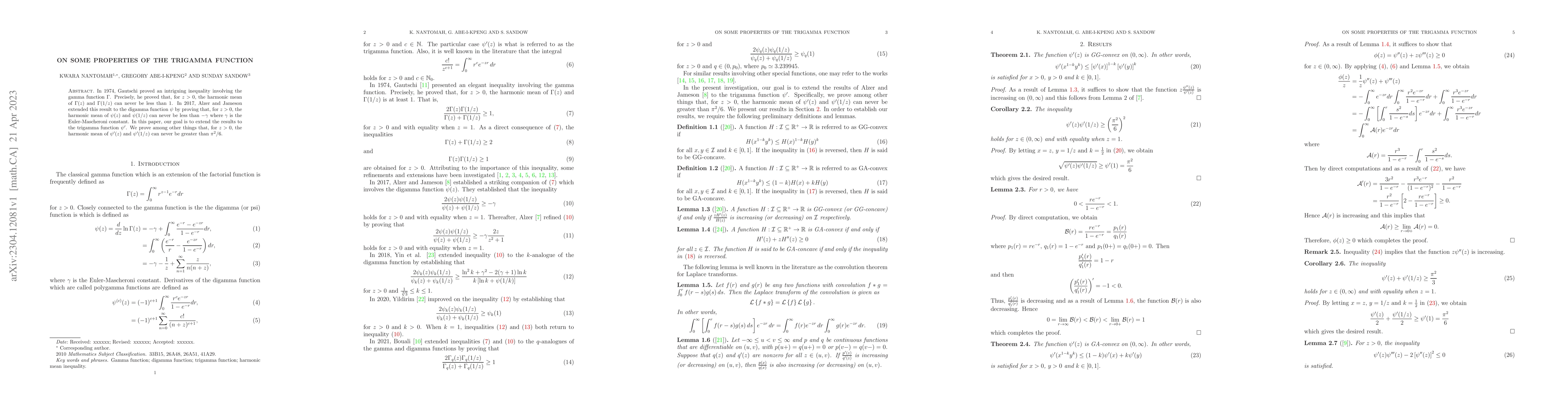 Thumbnail for On Some Properties of the Trigamma Function