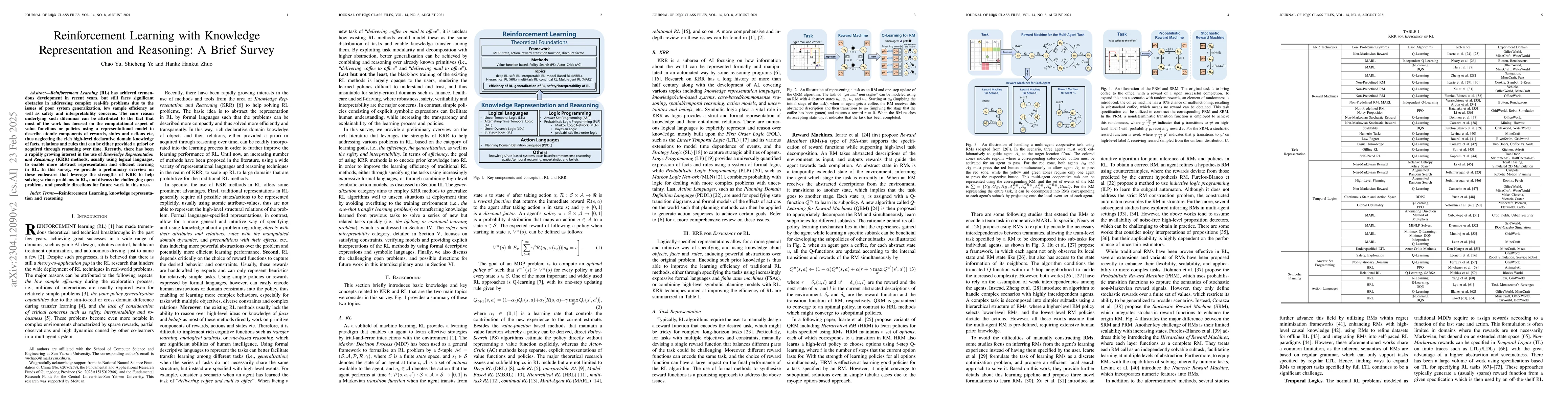 Thumbnail for Reinforcement Learning with Knowledge Representation and Reasoning: A
  Brief Survey