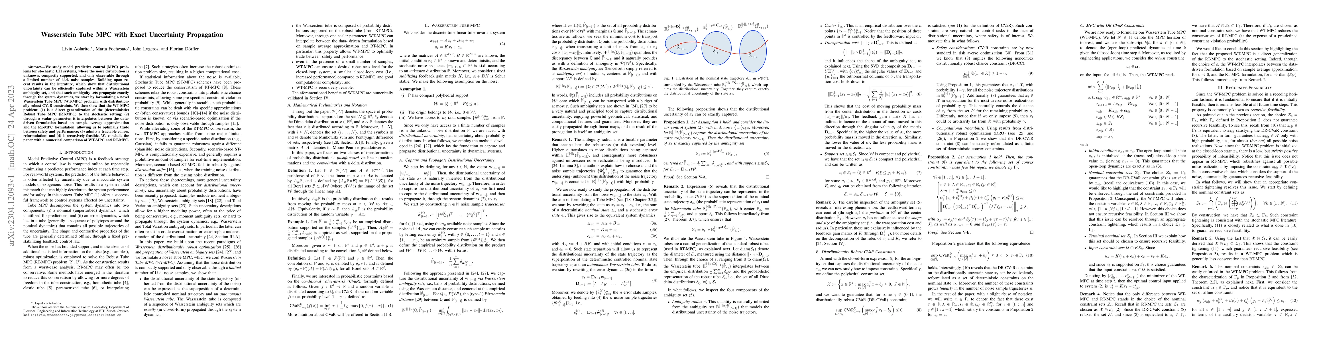 Thumbnail for Wasserstein Tube MPC with Exact Uncertainty Propagation