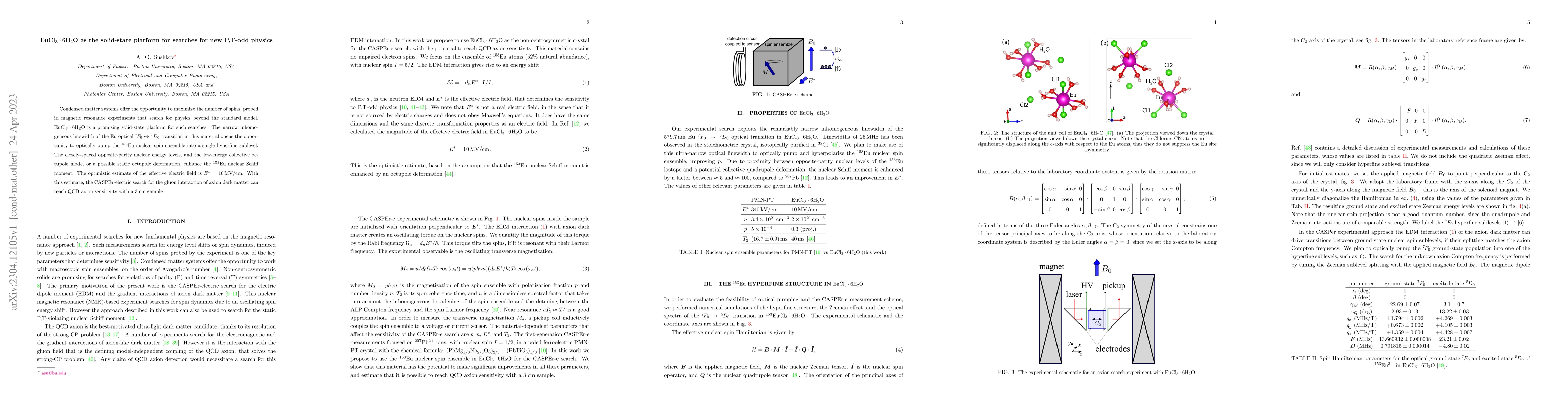 Thumbnail for EuCl$_3\cdot 6$H$_2$O as the solid-state platform for searches for new
  P,T-odd physics