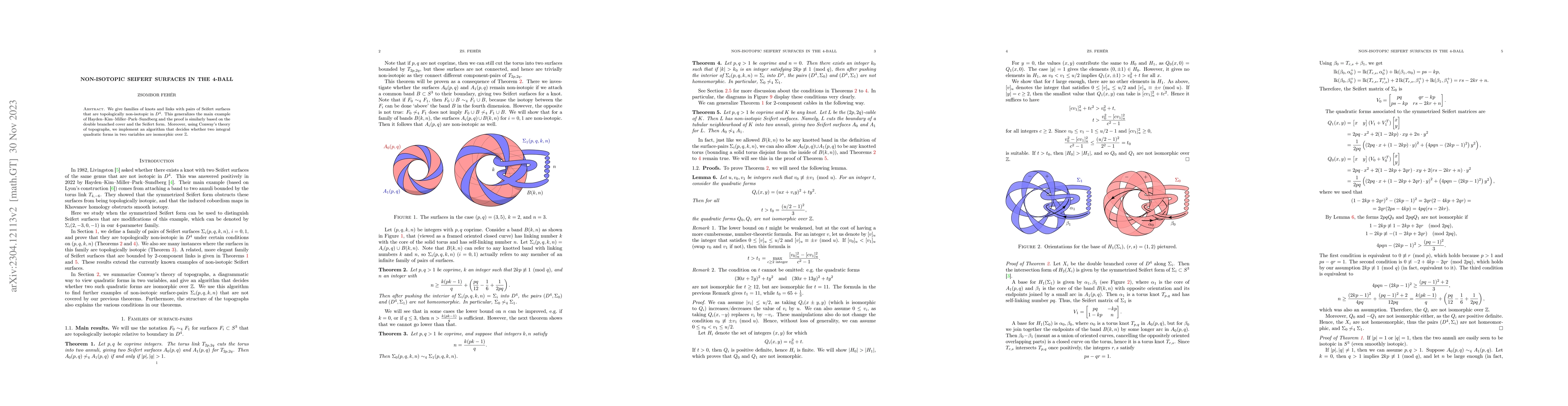 Thumbnail for Non-isotopic Seifert surfaces in the 4-ball