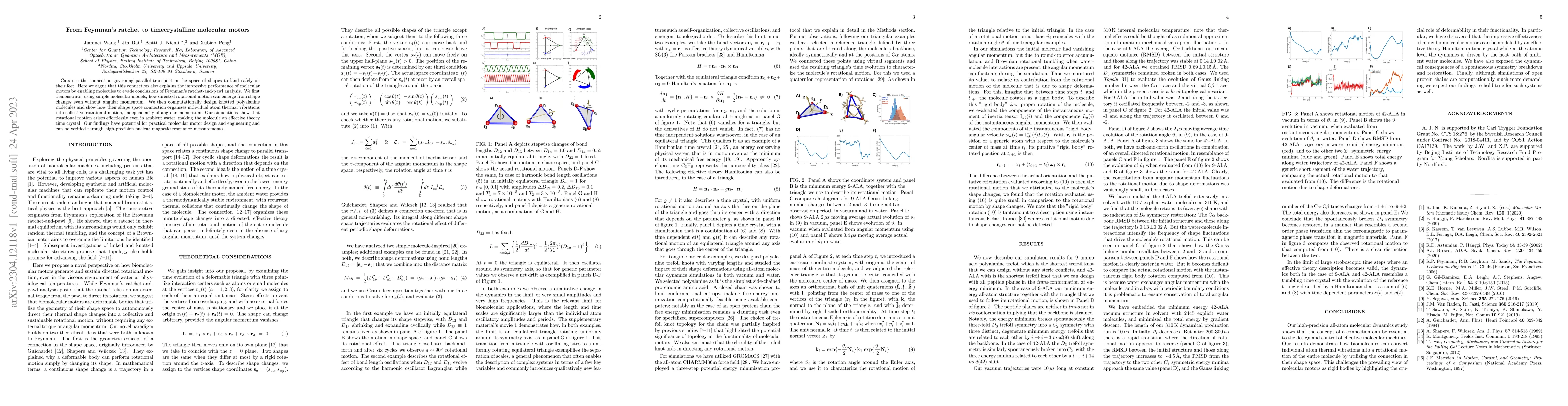 Thumbnail for From Feynman's ratchet to timecrystalline molecular motors
