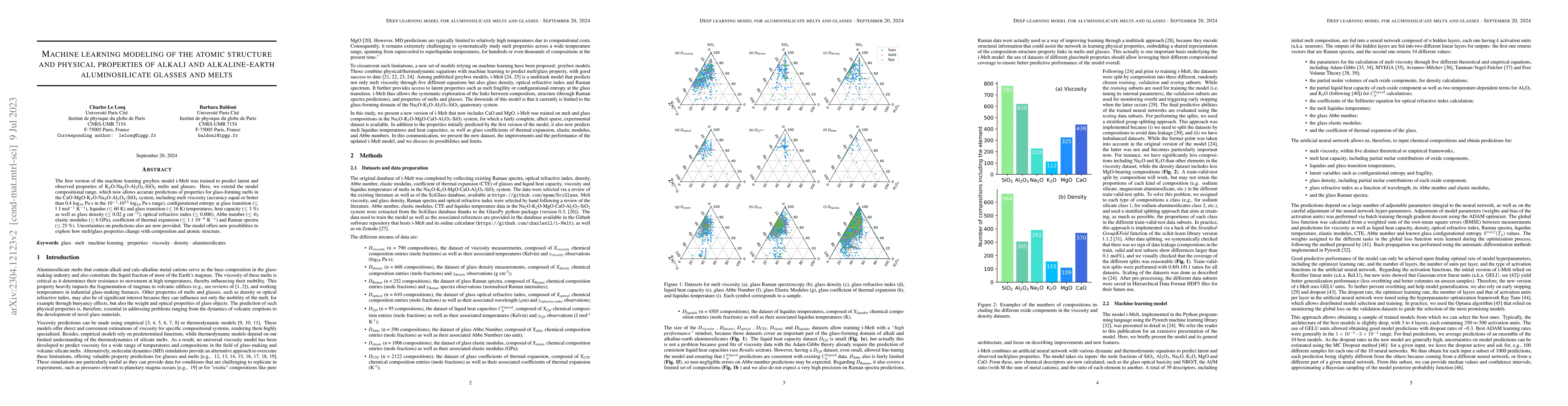Thumbnail for Machine learning modeling of the atomic structure and physical
  properties of alkali and alkaline-earth aluminosilicate glasses and melts